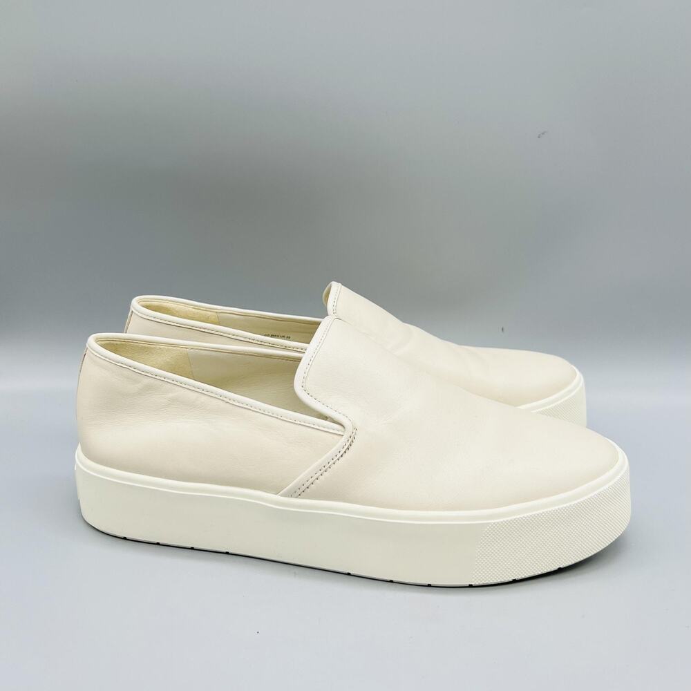 Vince Shoes Womens 9 Off White Leather Slip On Platform Sneakers Comfort Casual